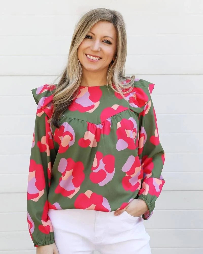 Kacey Spot On Olive Top | The Painted Teacher Boutique