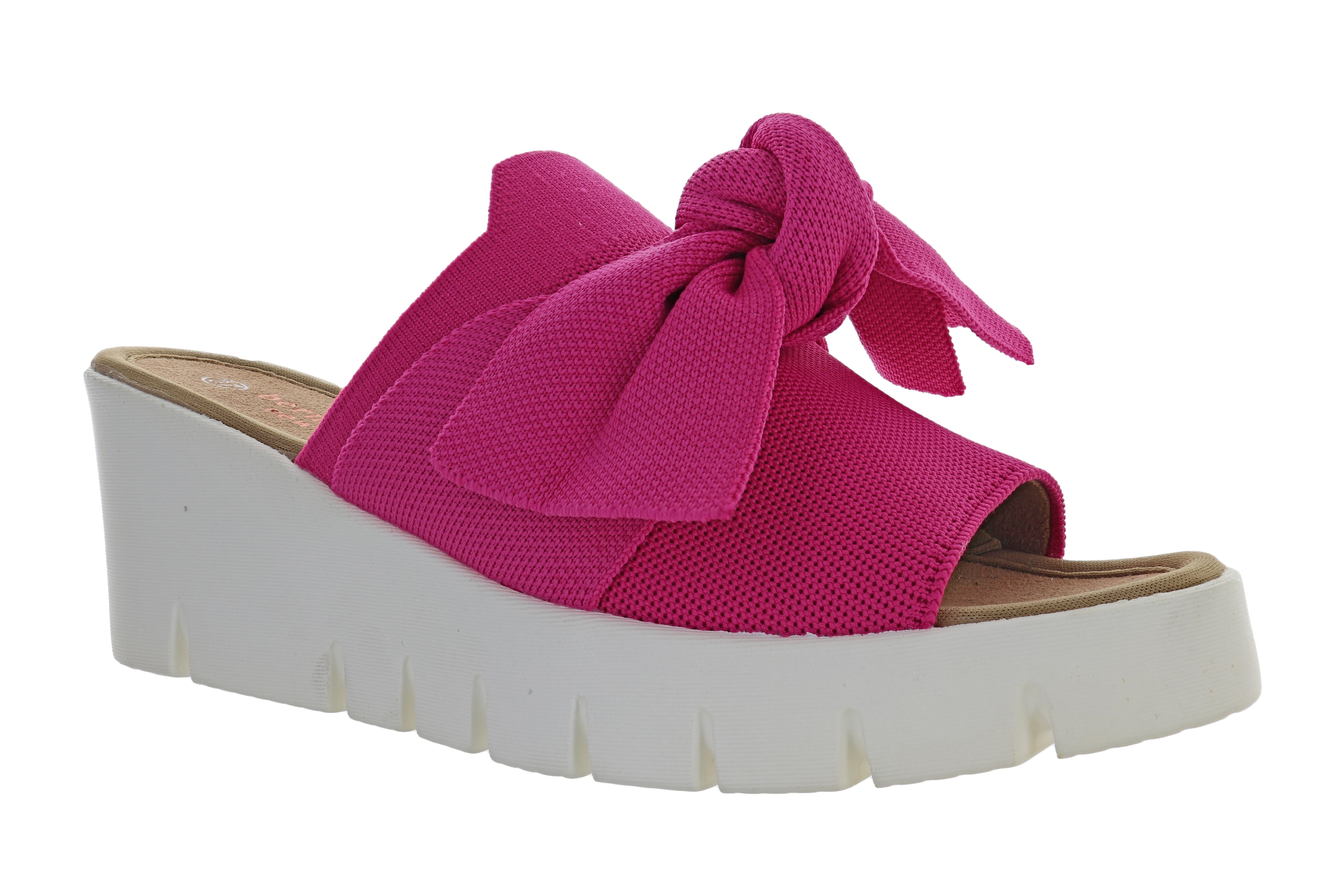 Bernie Mev Women's Venti Freesia Wedge Sandal - Sporty Bow-Embellished Slip-On Textile Sandal